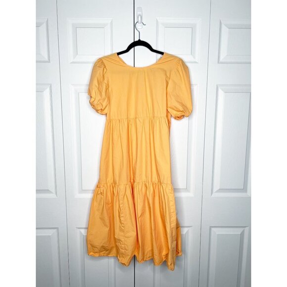 Peter Som Collective Marigold Orange Tiered Tie Back Midi Dress Women's Size 6 - Picture 3 of 11